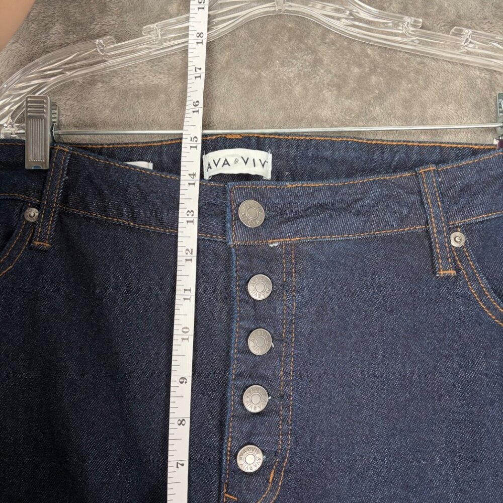 Ava & Viv High-Rise Straight Hip & Thigh Jeans Women's 24 Plus Blue Dark Casual - Picture 7 of 9